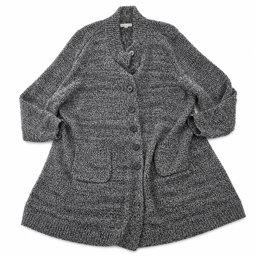 Woman Within Cardigan Womens 3X Gray Marled Duster Lagenlook Cozycore Sweater